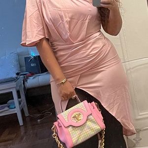 Cupshe Silky Sexy Pink Dress with high slip.